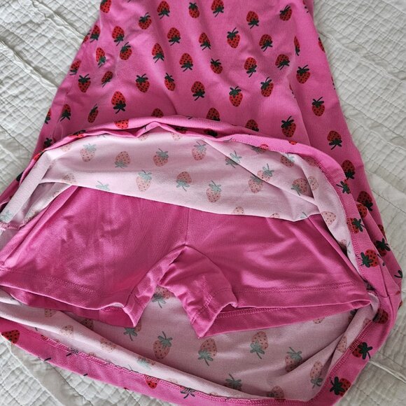 Hanna Andersson UV Tank Dress Girl's Size 8 Pink Strawberries Built In Shorts - Picture 4 of 5